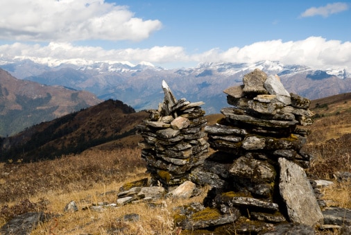 Berglandschaft auf dem Druk Path Trek in Bhutan