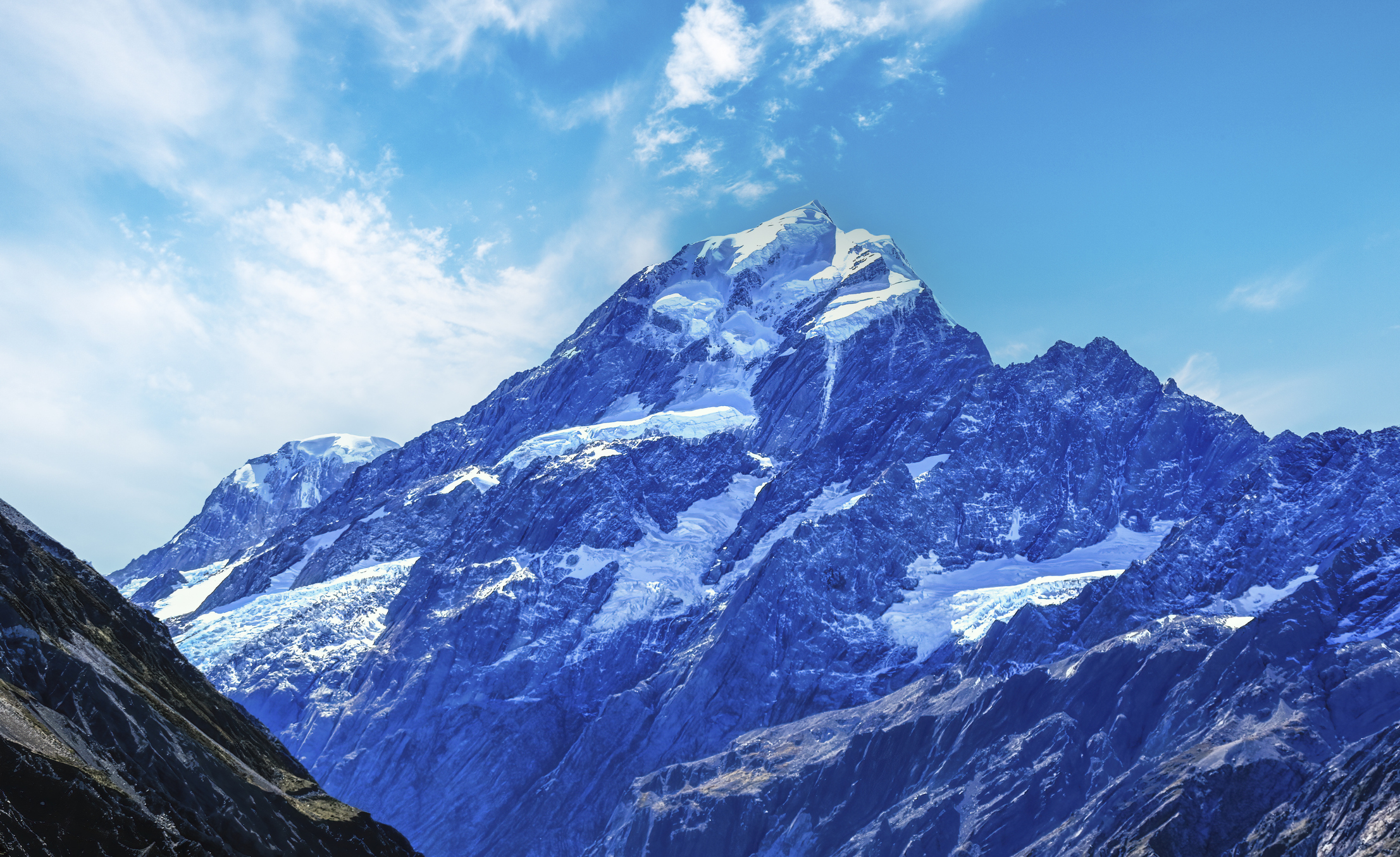 Schneebedeckter Mount Cook in Neuseeland
