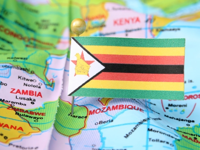Flagge auf Karte - Harare - Simbabwe