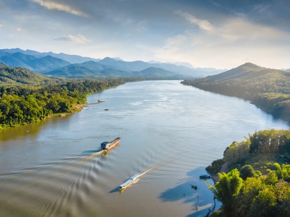 Aerial - Mekong-Fluss - Laos