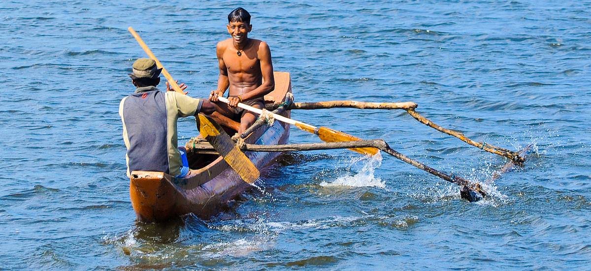 Fischer in ihrem Boot