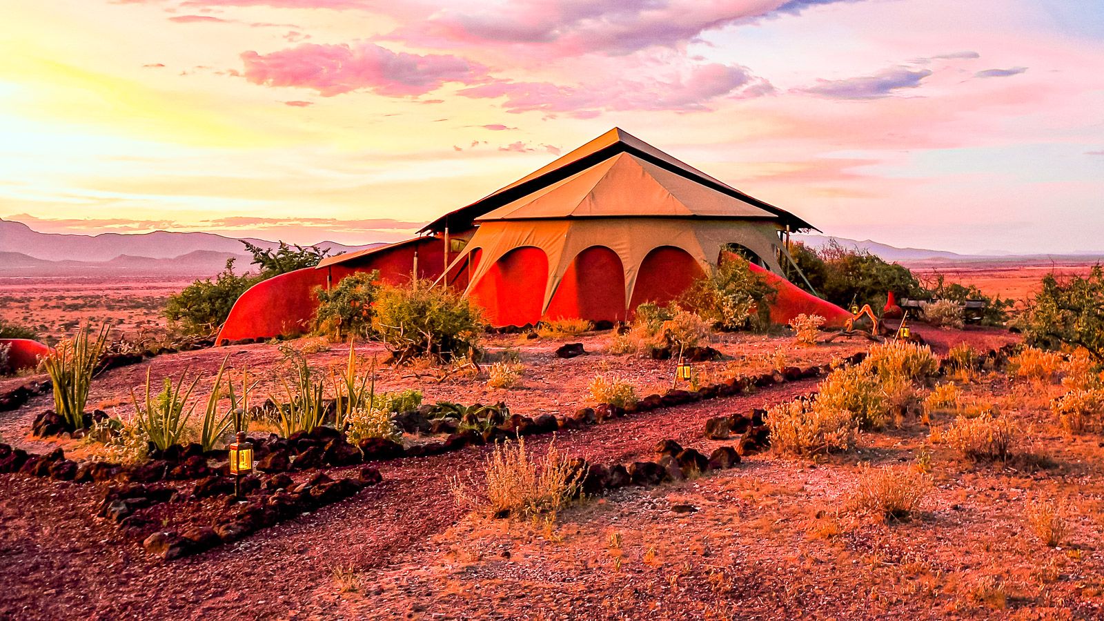 Sonnenuntergang im Shumata Camp