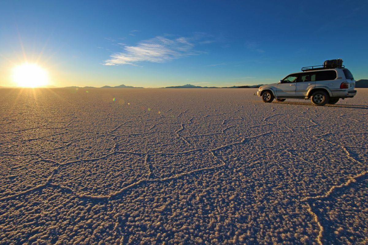Sonnenuntergang im Salar de Uyuni