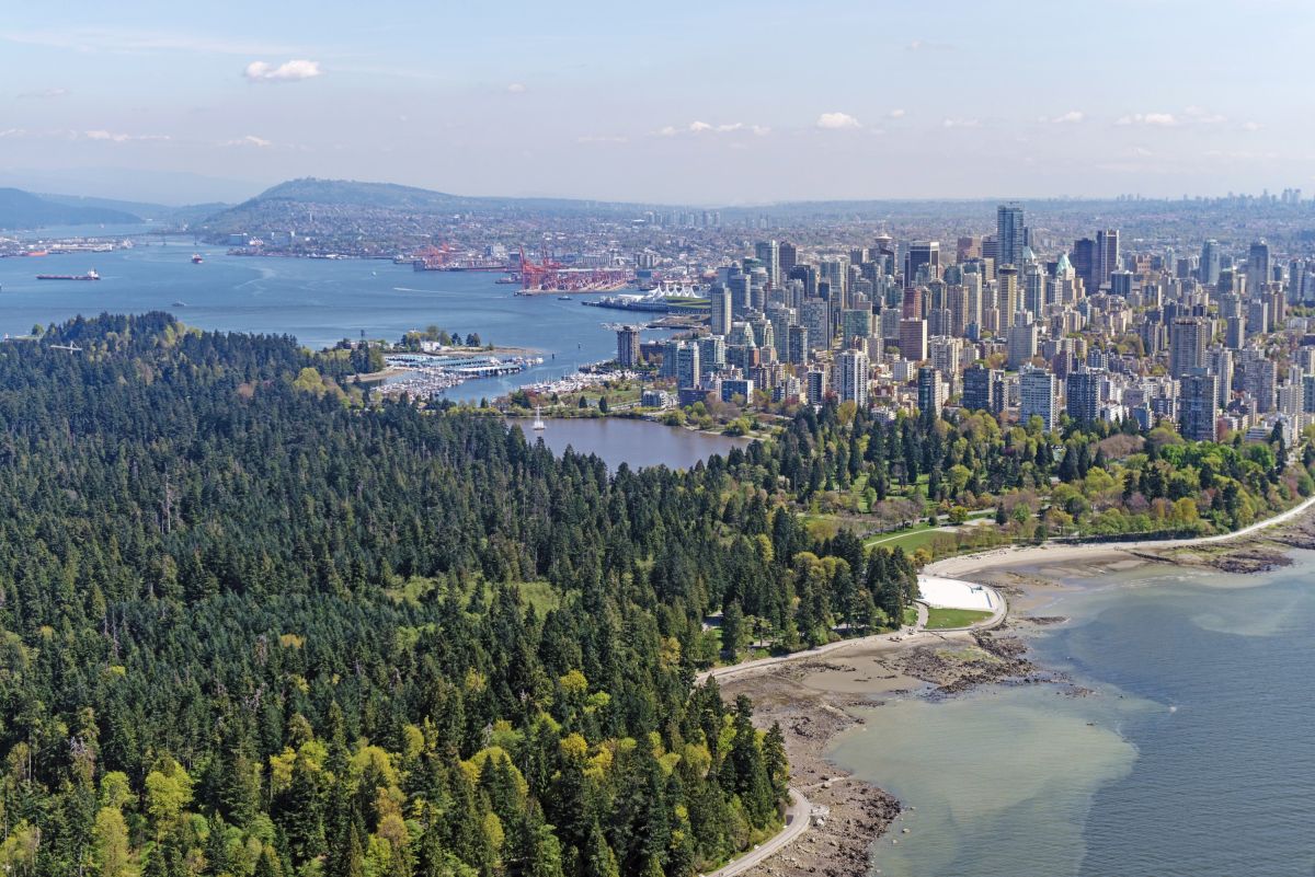 Luftansicht von Vancouver mit Stanley Park