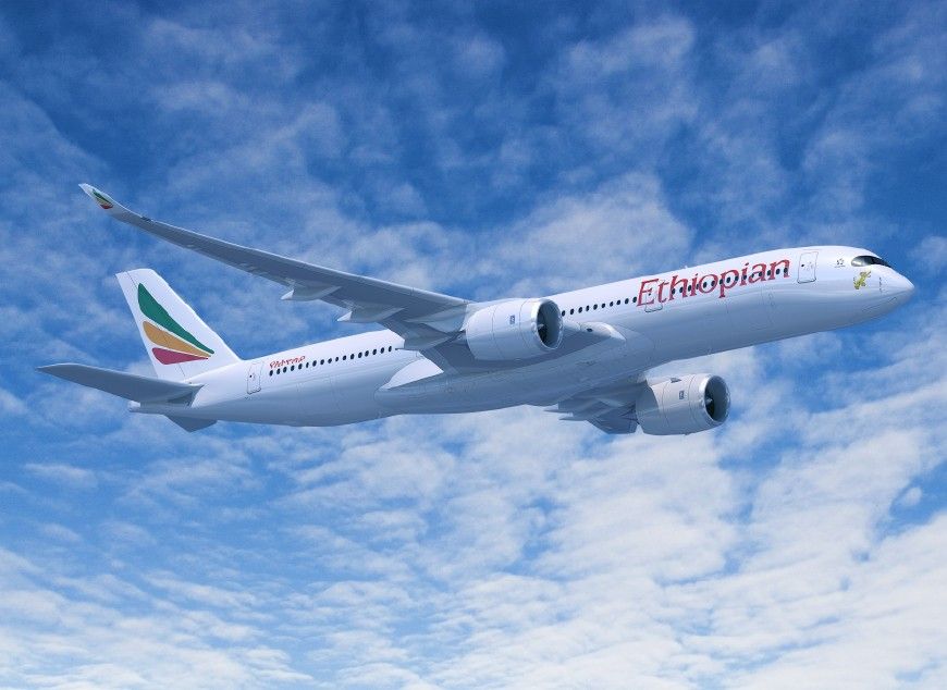 A350 von Ethiopian Airlines über dem äthiopischen Himmel
