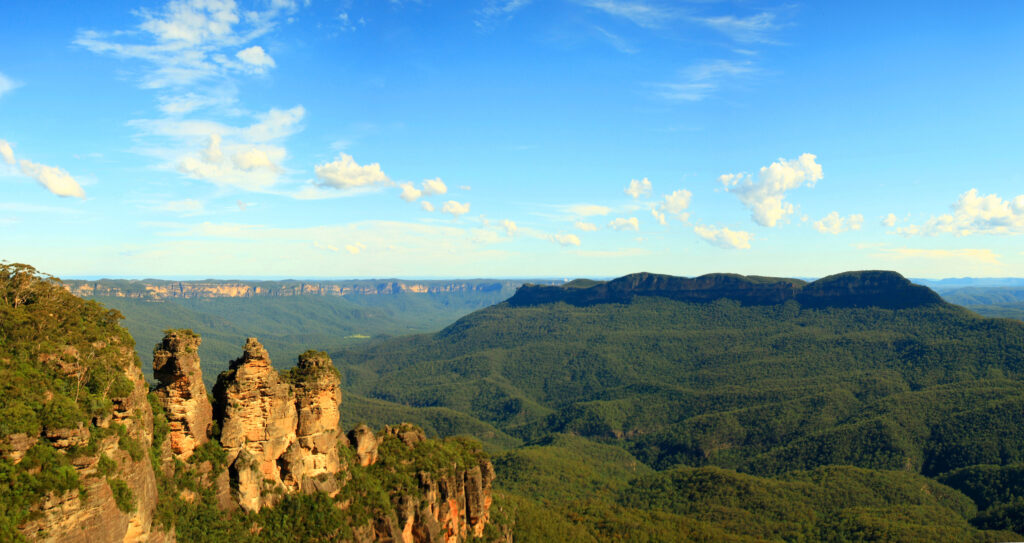 Blue Mountains National Park Ausblick über Hügel und Klippe