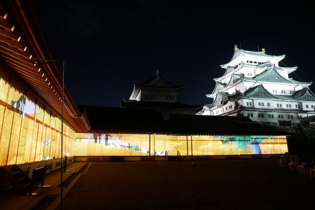 Beleuchtete Samurai-Burg in Nagoya, Japan bei Nacht erleben