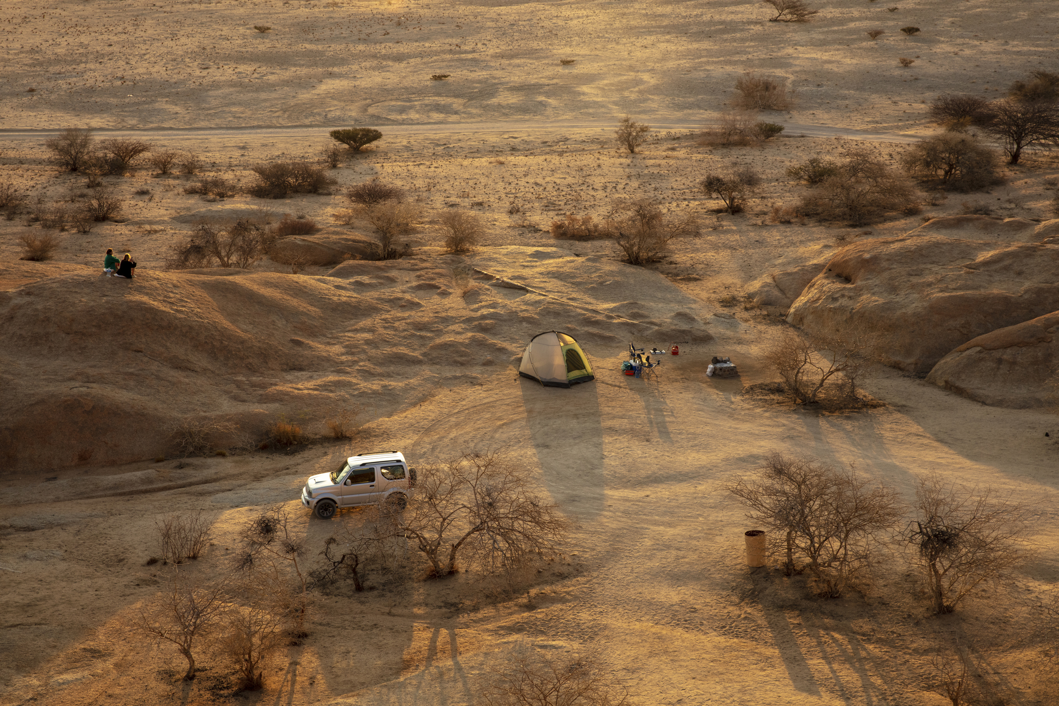 Zelt und Auto in der Wüste, Spitzkoppe, Namibia, Afrika