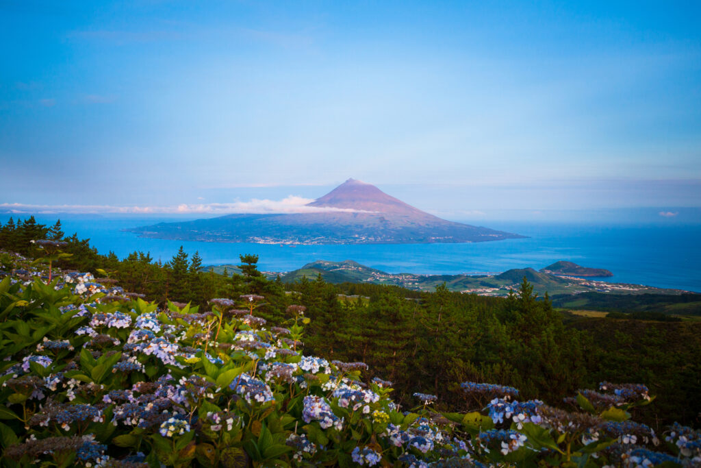 Mount Pico, gesehen von Horta, Azoren