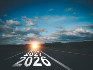 Neujahrs-Richtungskonzept 2026 bis 2033 mit Licht in der Mitte