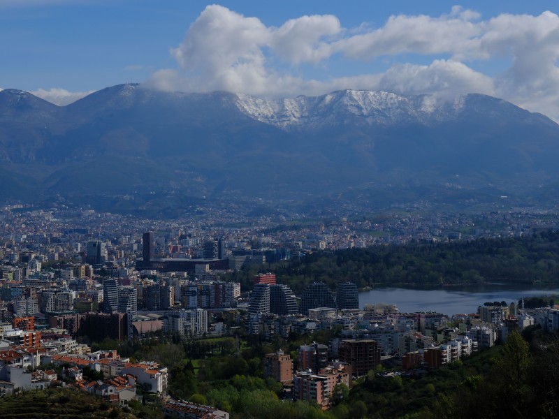 A stunning cityscape view of Tirana with