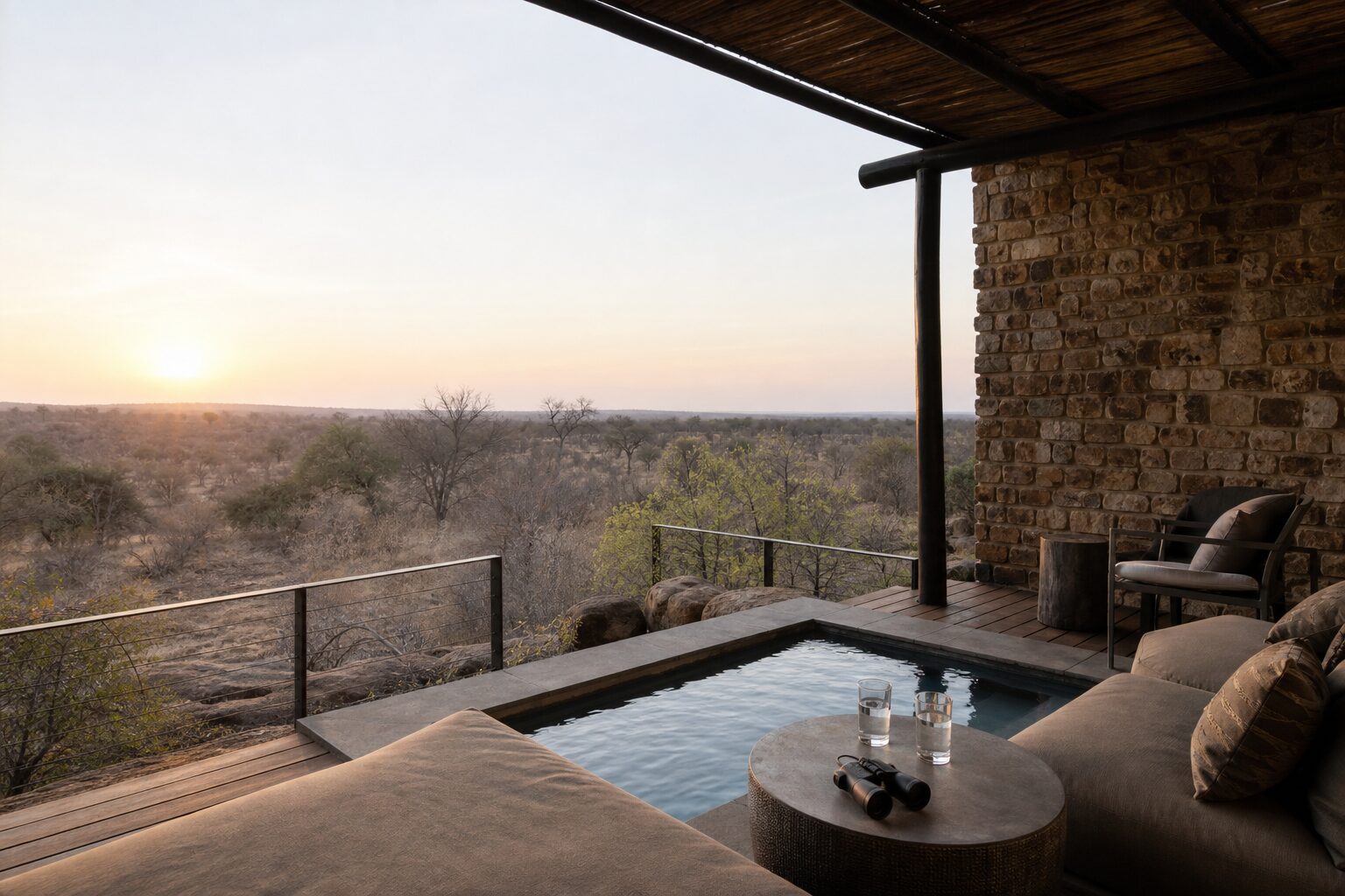 Private Safari-Lodge mit Blick über das südafrikanische Lowveld