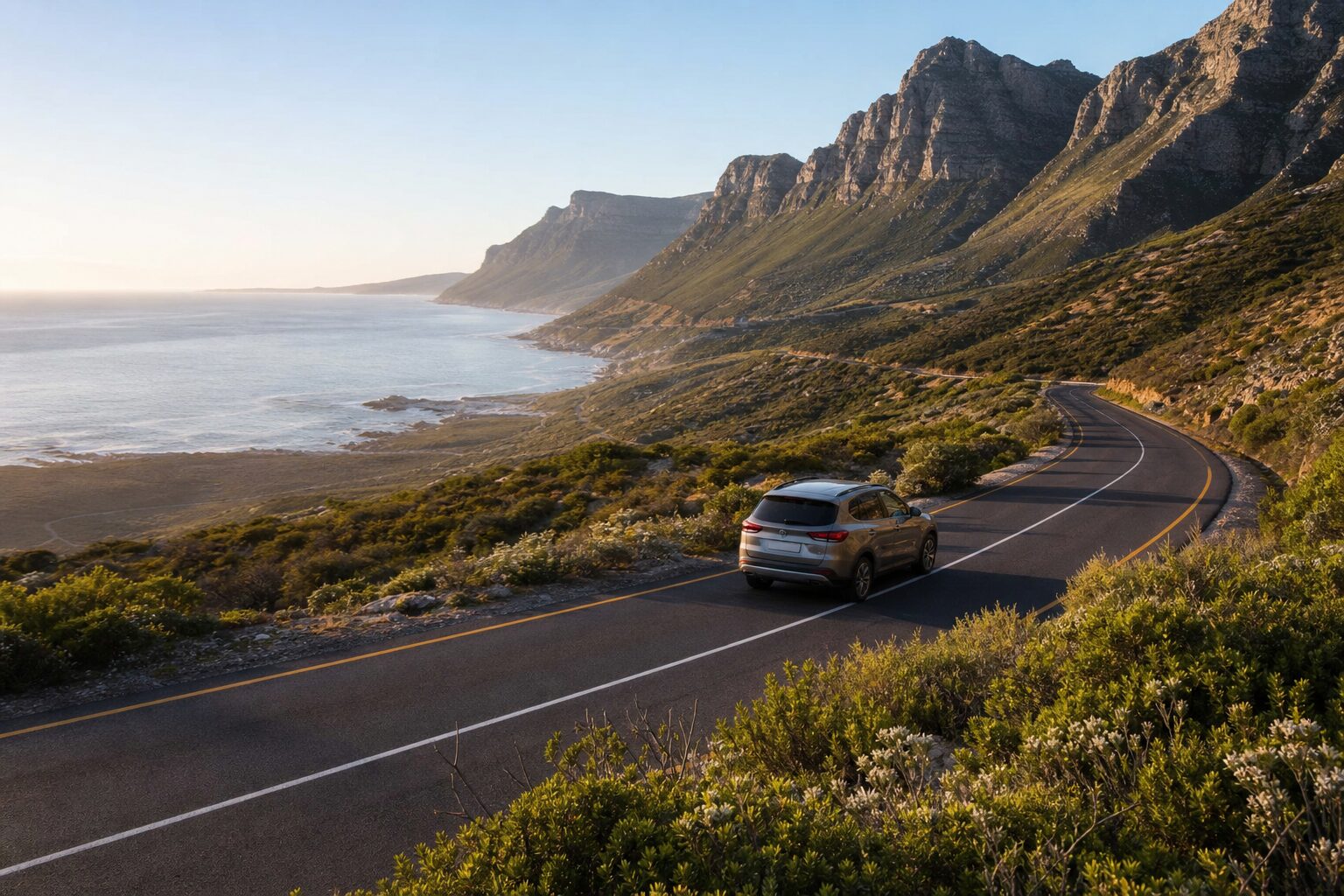 Selbstfahrer auf einer Küstenroute am Kap in Südafrika