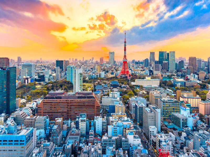 Ankunft in Tokyo in Japan